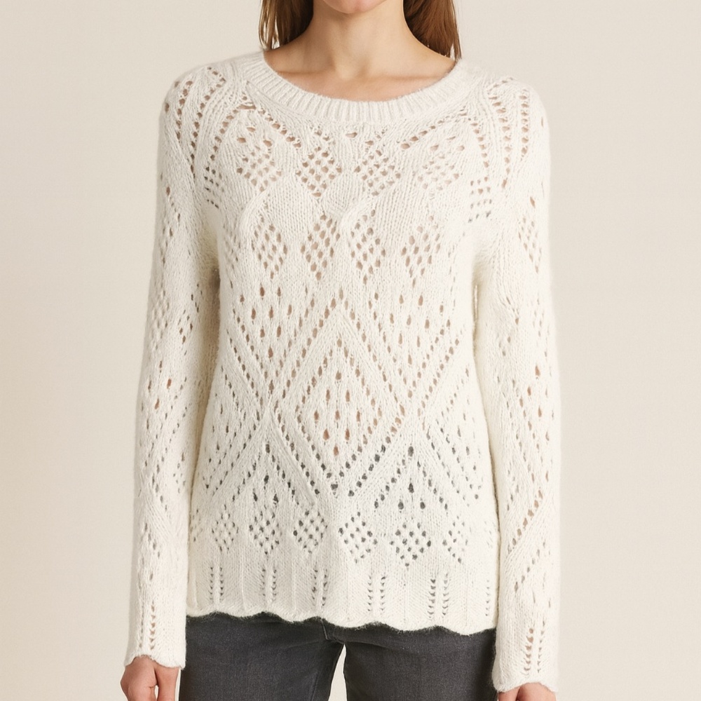 LOFT White Open Knit Pullover Sweater –‎ Size Medium